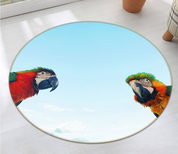 3D Blue Sky Parrot 002 Animal Round Non Slip Rug Mat Mat AJ Creativity Home 