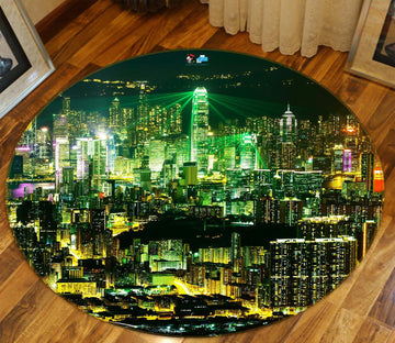 3D City Night View 80217 Round Non Slip Rug Mat