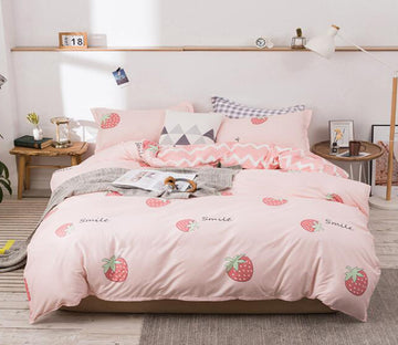 3D Strawberry 12198 Bed Pillowcases Quilt
