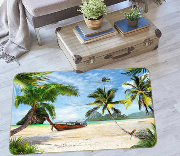3D Beach Coconut Tree 76234 Non Slip Rug Mat