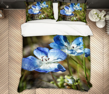 3D Blue Flowers 62004 Kathy Barefield Bedding Bed Pillowcases Quilt