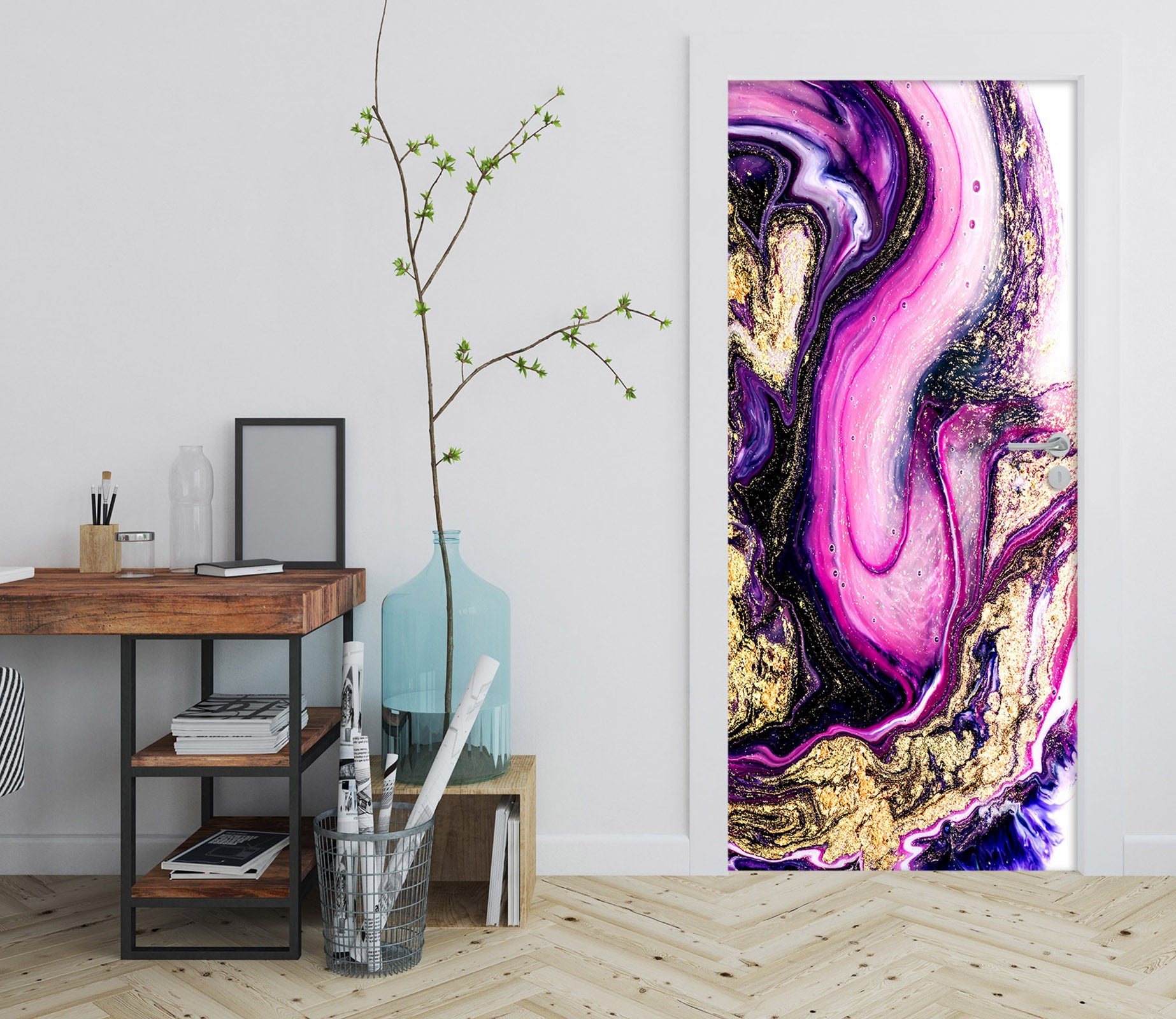 3D Fuchsia Marble 25162 Door Mural