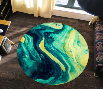 3D Green Lines 81246 Round Non Slip Rug Mat