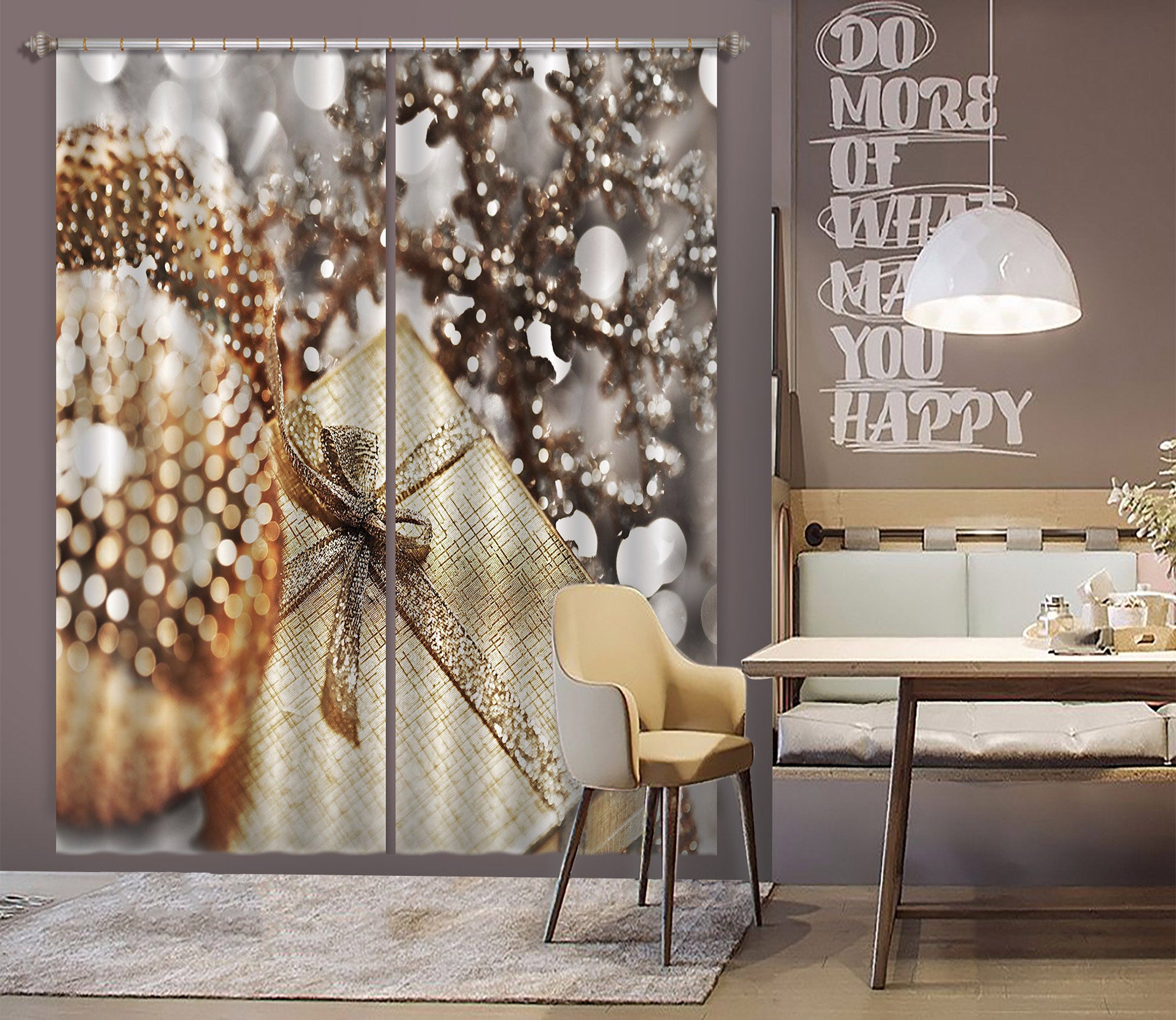 3D Gift Box Snowflake Pendant 52005 Christmas Curtains Drapes Xmas