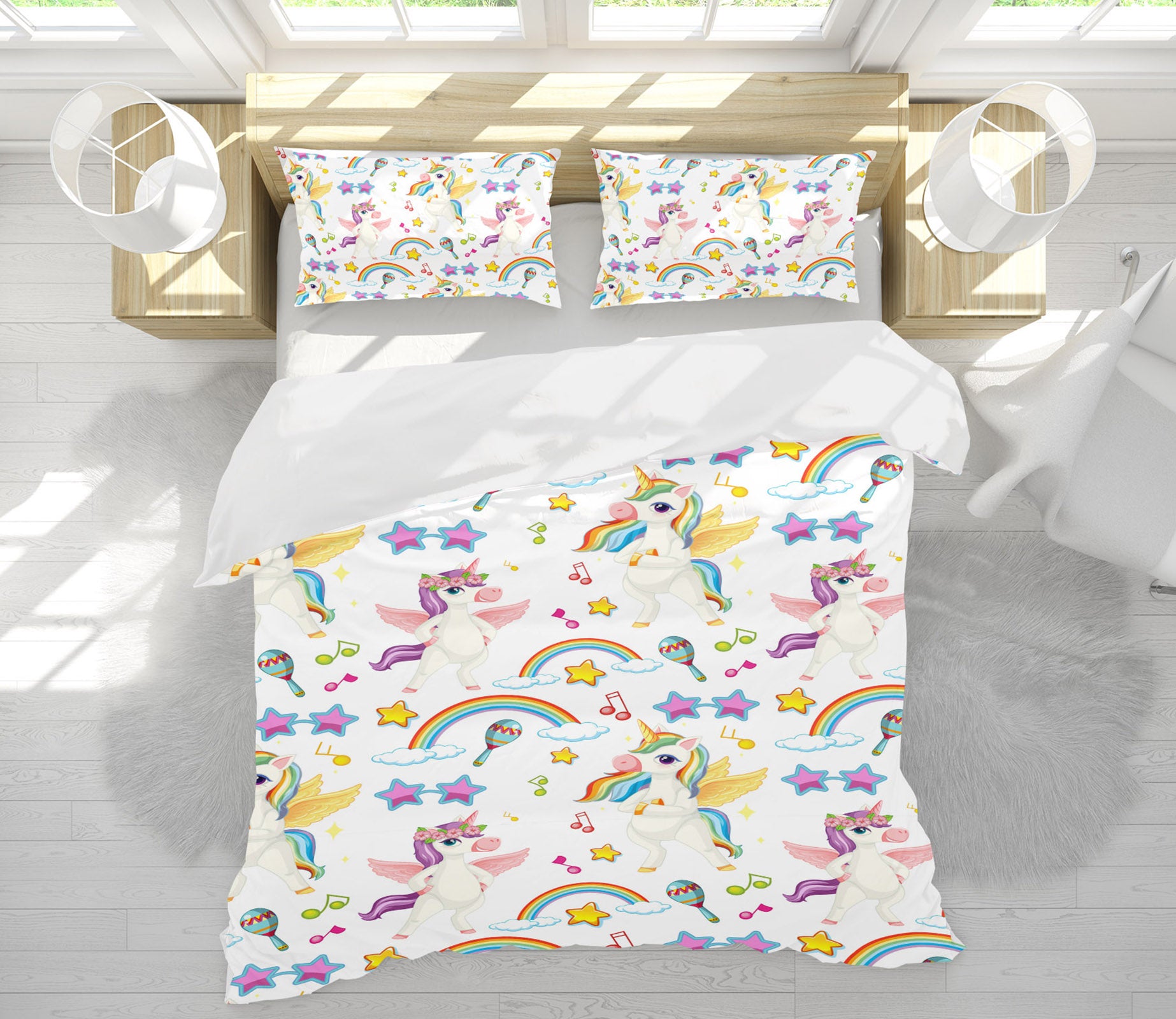 3D Rainbow Unicorn 60209 Bed Pillowcases Quilt
