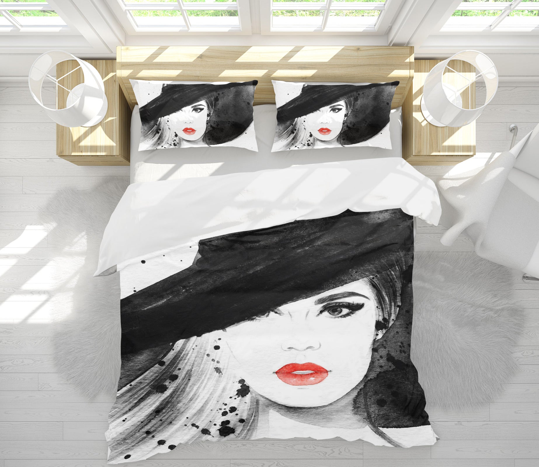 3D Black Hat Lady 054 Bed Pillowcases Quilt