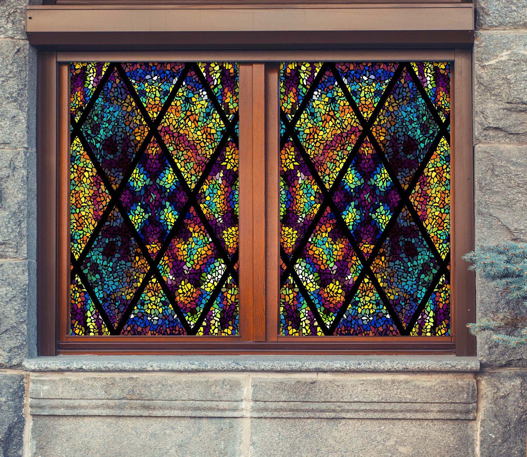 3D Artistic Pattern 366 Window Film Print Sticker Cling Stained Glass UV Block