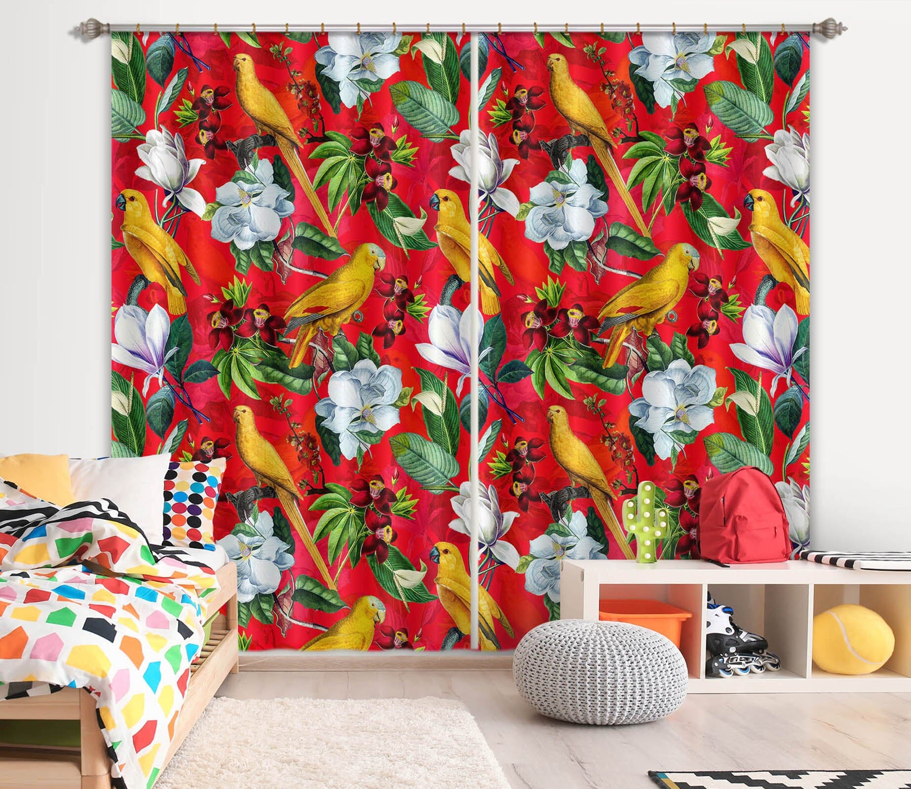 3D Red Flowers 147 Uta Naumann Curtain Curtains Drapes Curtains AJ Creativity Home 