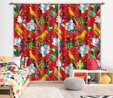 3D Red Flowers 147 Uta Naumann Curtain Curtains Drapes