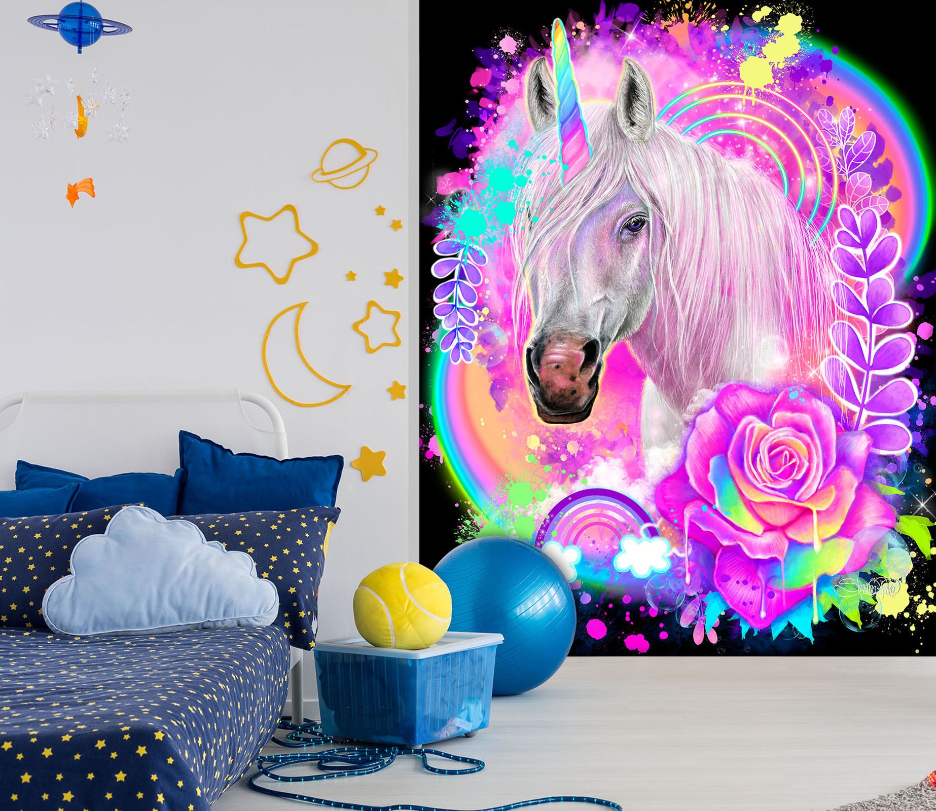 3D Rainbow Unicorn 8478 Sheena Pike Wall Mural Wall Murals