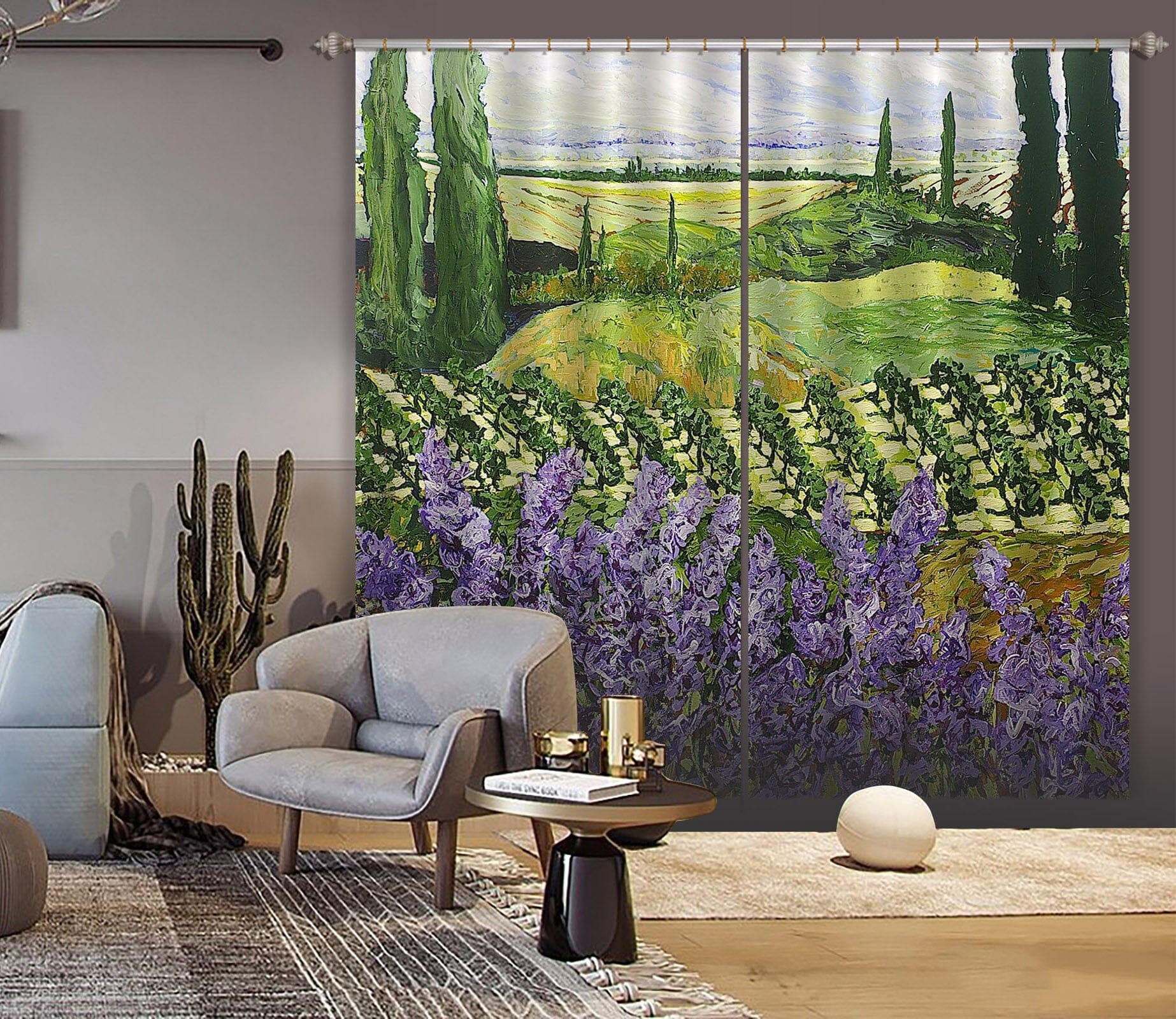 3D Purple Flowers 121 Allan P. Friedlander Curtain Curtains Drapes Curtains AJ Creativity Home 