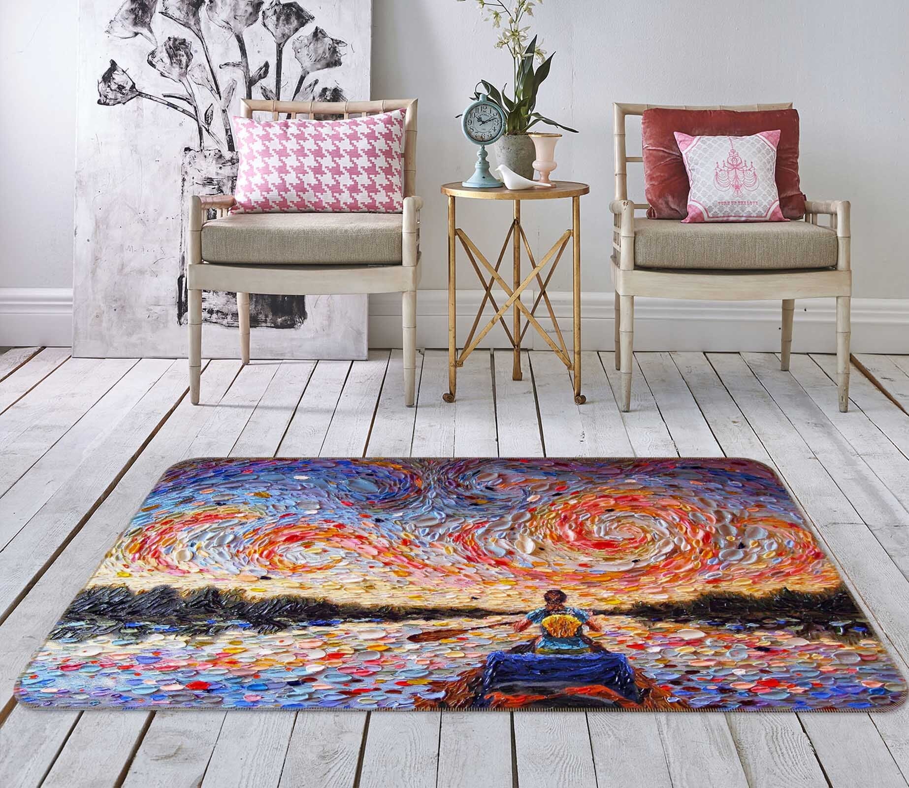 3D Shell Sunset 1001 Dena Tollefson Rug Non Slip Rug Mat Mat AJ Creativity Home 
