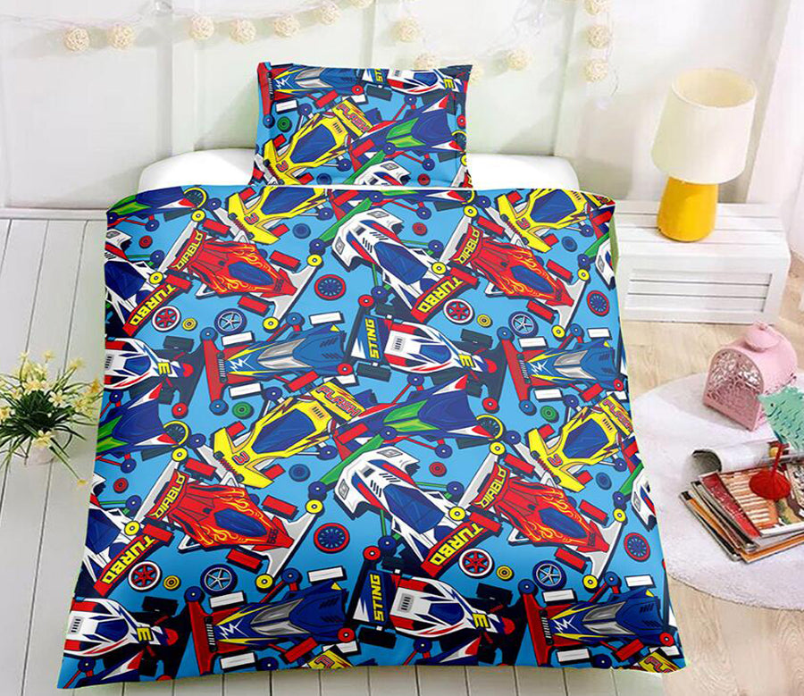 3D Cartoon Racing Car 1124 Bed Pillowcases Quilt