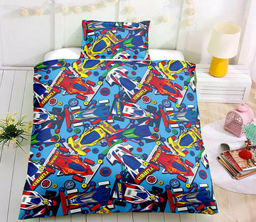 3D Cartoon Racing Car 1124 Bed Pillowcases Quilt