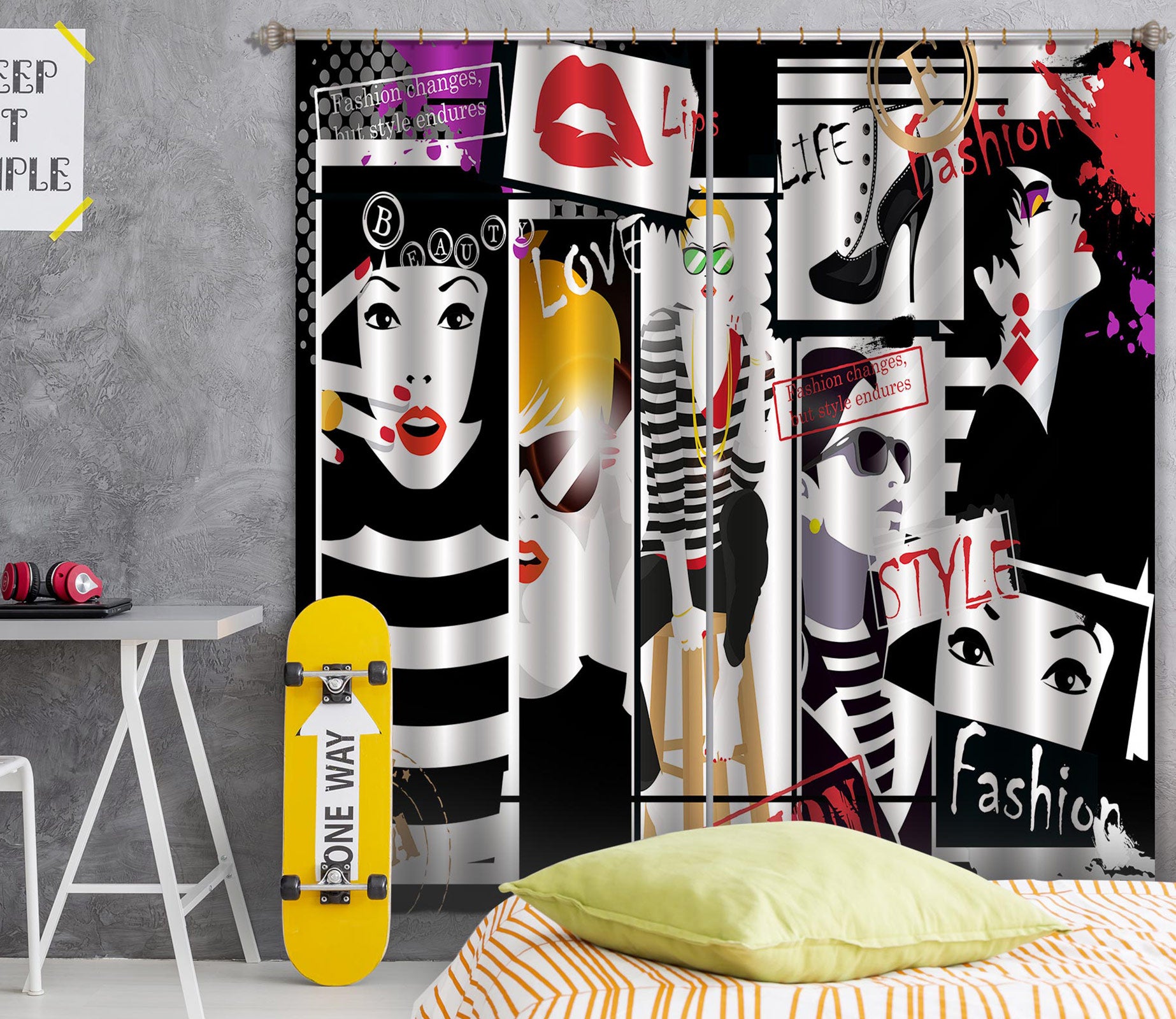 3D High Heel Woman 045 Curtains Drapes