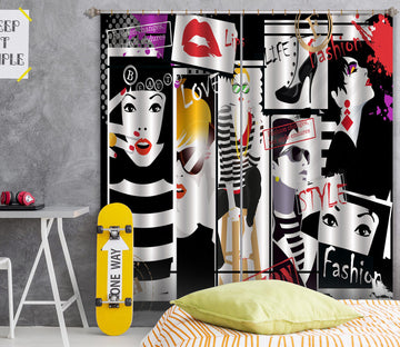 3D High Heel Woman 045 Curtains Drapes