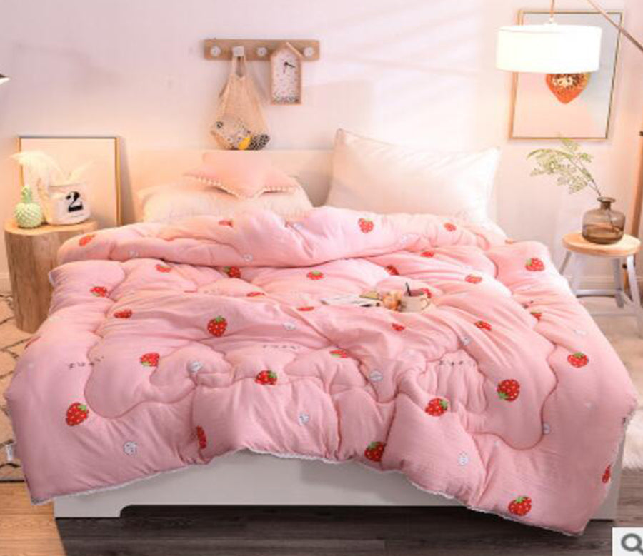 3D Pink Strawberry 18128 Bed Pillowcases Quilt