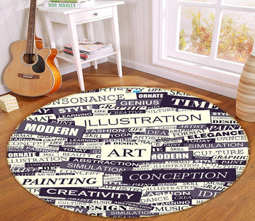 3D English Card 64115 Round Non Slip Rug Mat