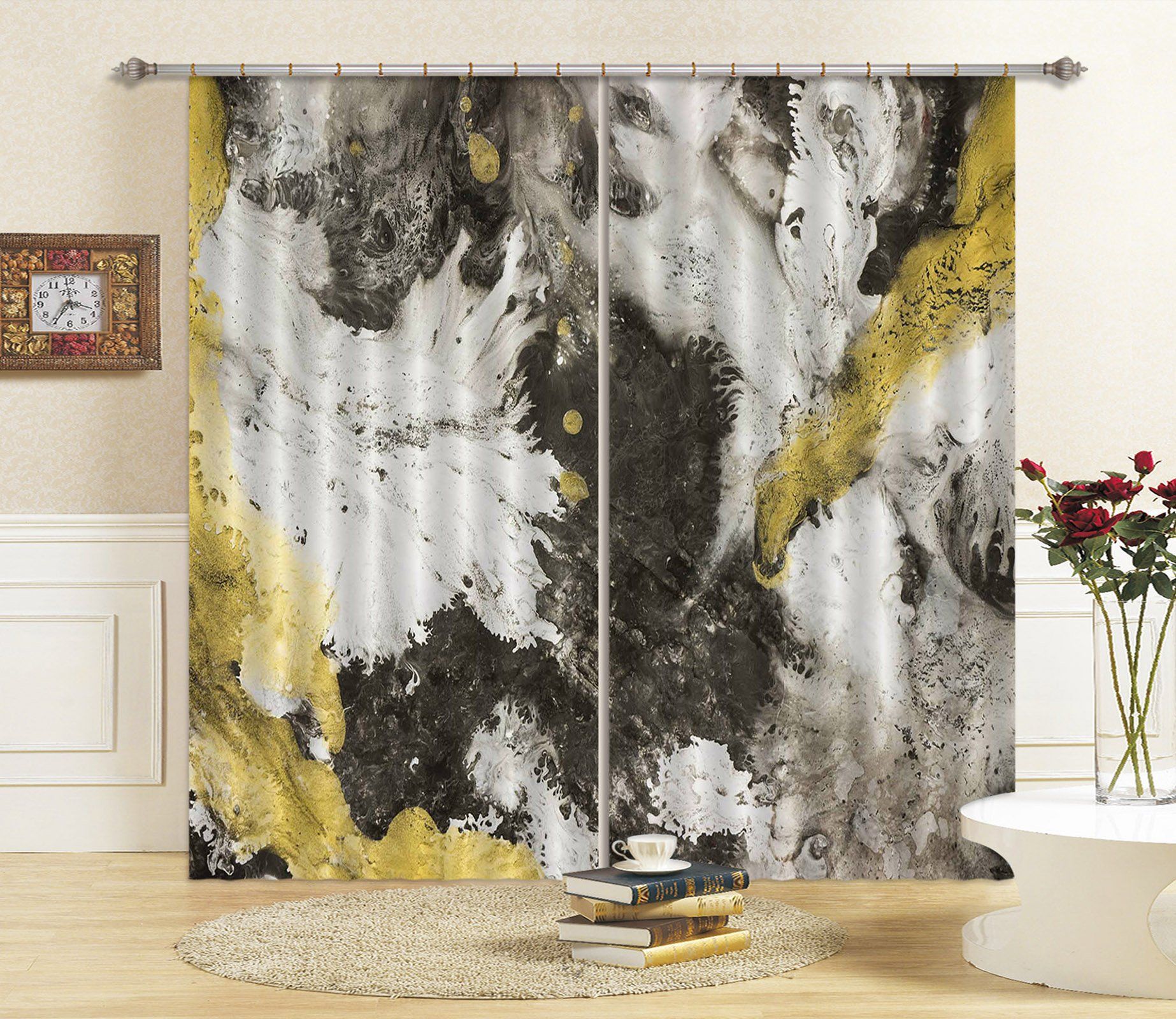 3D Black And White Turbulence 26 Curtains Drapes Curtains AJ Creativity Home 