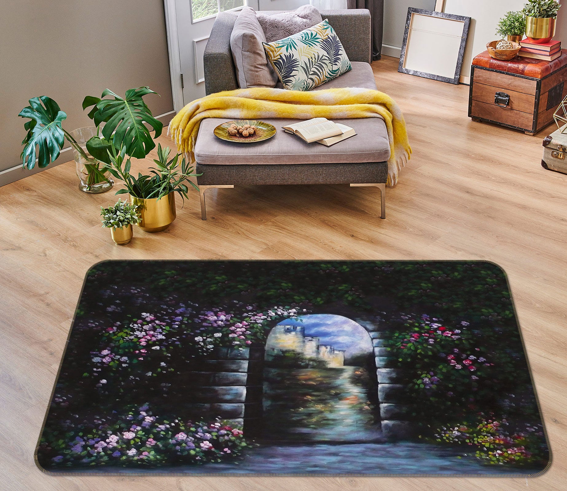 3D Flower Bush Doorway 75223 Non Slip Rug Mat