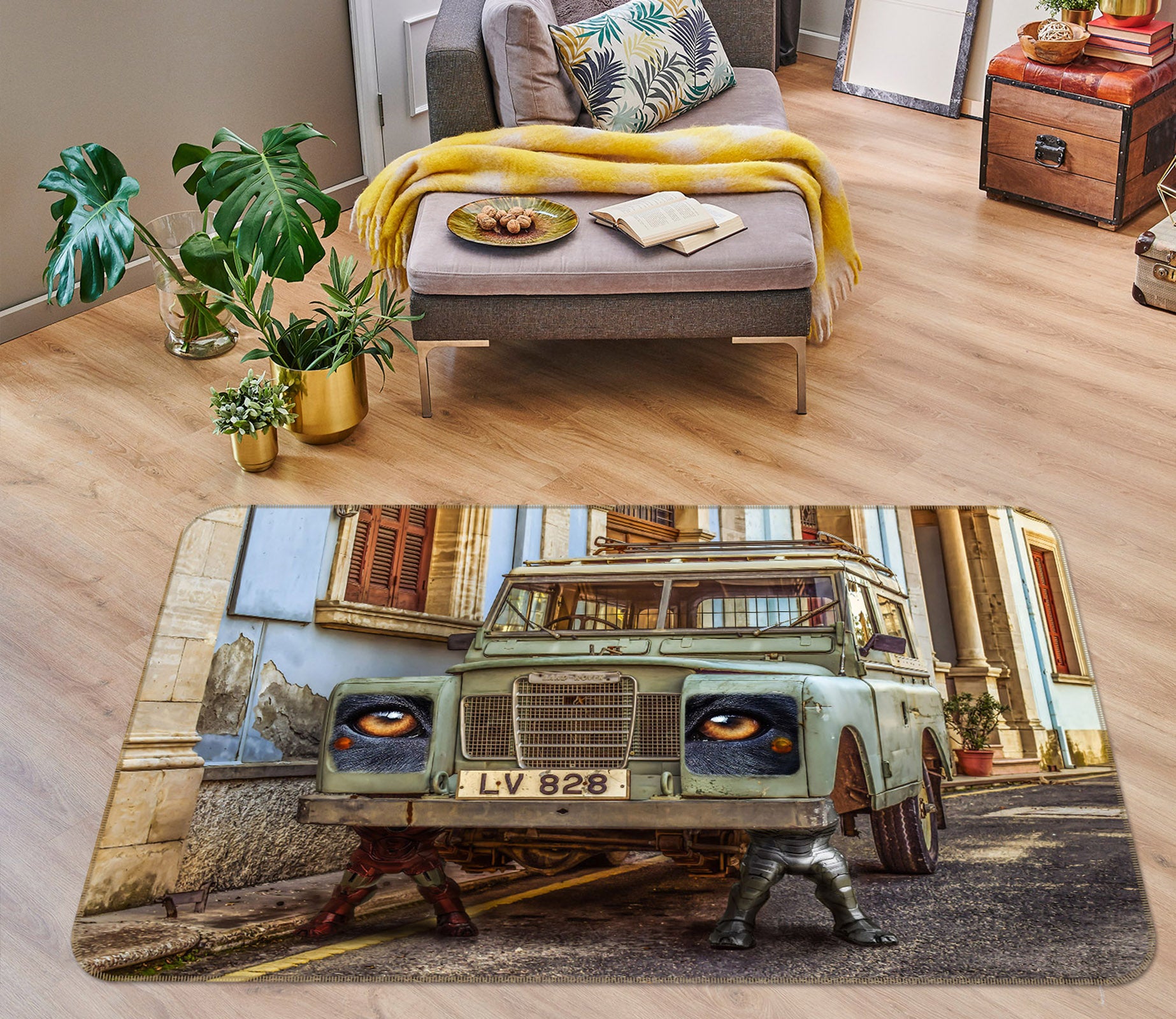 3D Scrapped Car 42049 Vehicle Non Slip Rug Mat
