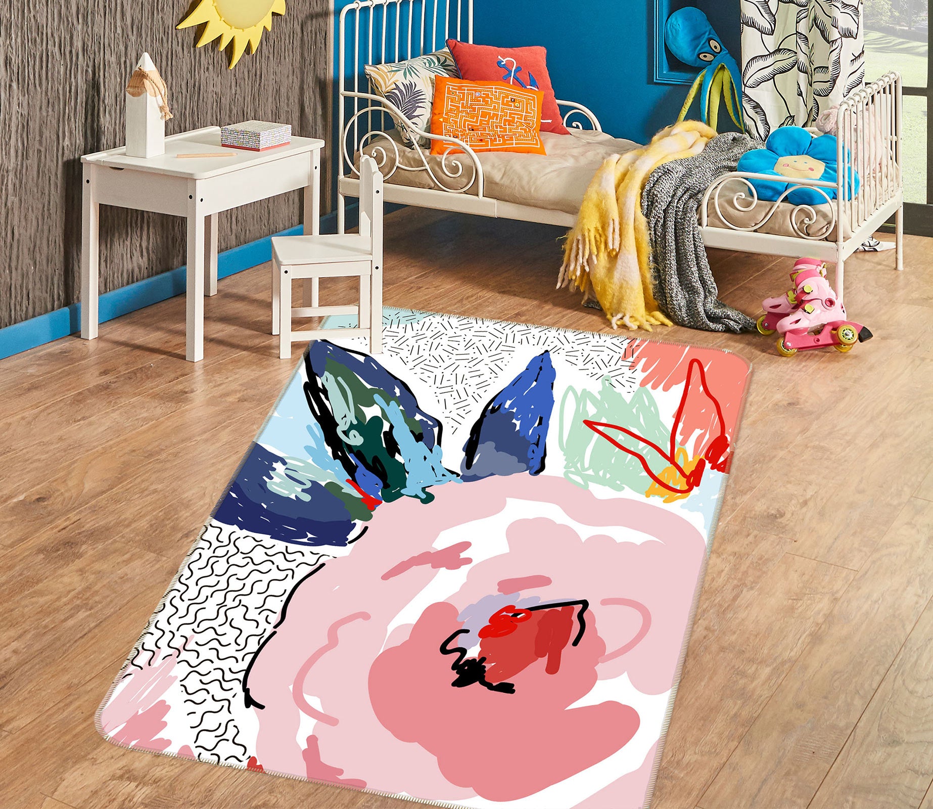 3D Pink Flower 33086 Non Slip Rug Mat