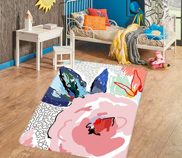 3D Pink Flower 33086 Non Slip Rug Mat