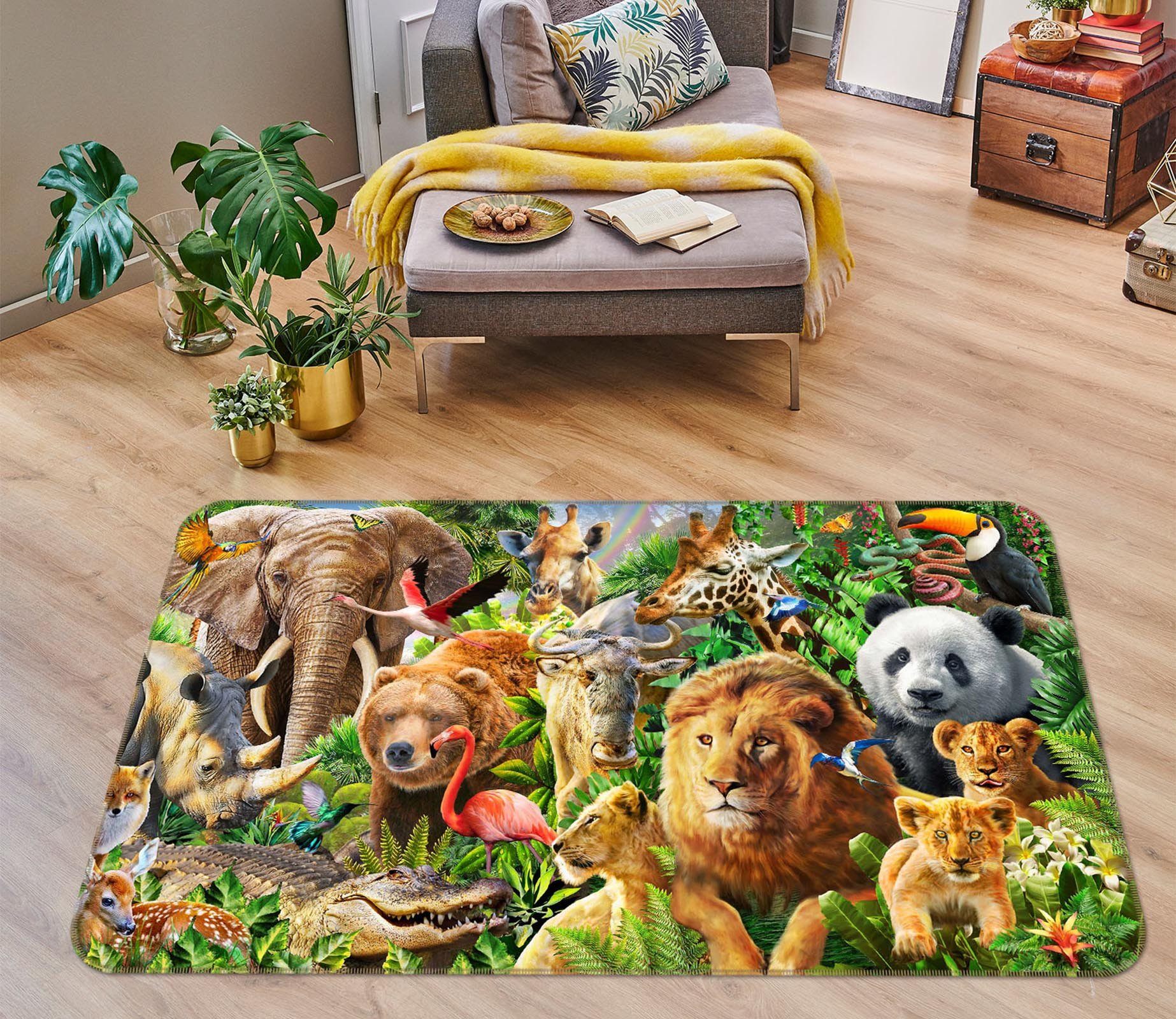 3D Animal World 1076 Adrian Chesterman Rug Non Slip Rug Mat Mat AJ Creativity Home 