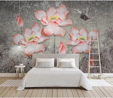 3D Lotus Butterfly 2842 Wall Murals Wallpaper AJ Wallpaper 2 