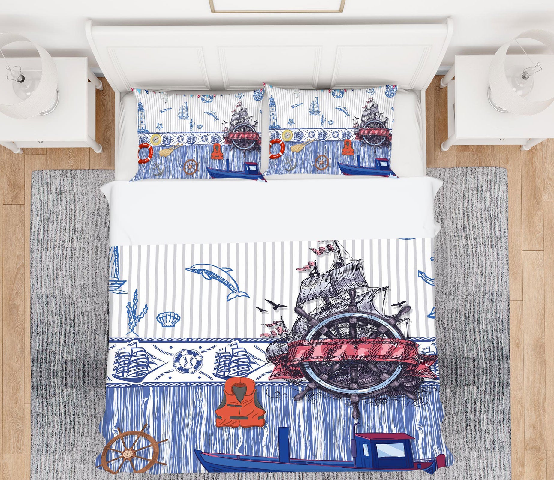3D Steamship 13011 Bed Pillowcases Quilt