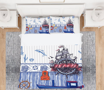 3D Steamship 13011 Bed Pillowcases Quilt