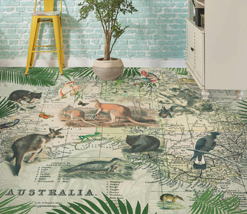 3D Animal World Map 567 Andrea Haase Floor Mural
