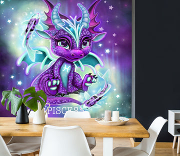 3D Purple Dragon Pisces 8415 Sheena Pike Wall Mural Wall Murals