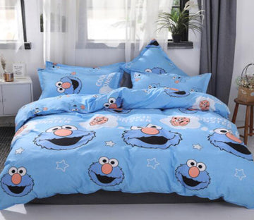3D Blue Sesame Street 4043 Bed Pillowcases Quilt