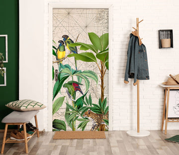 3D Bird Green Leaves 11962 Andrea Haase Door Mural