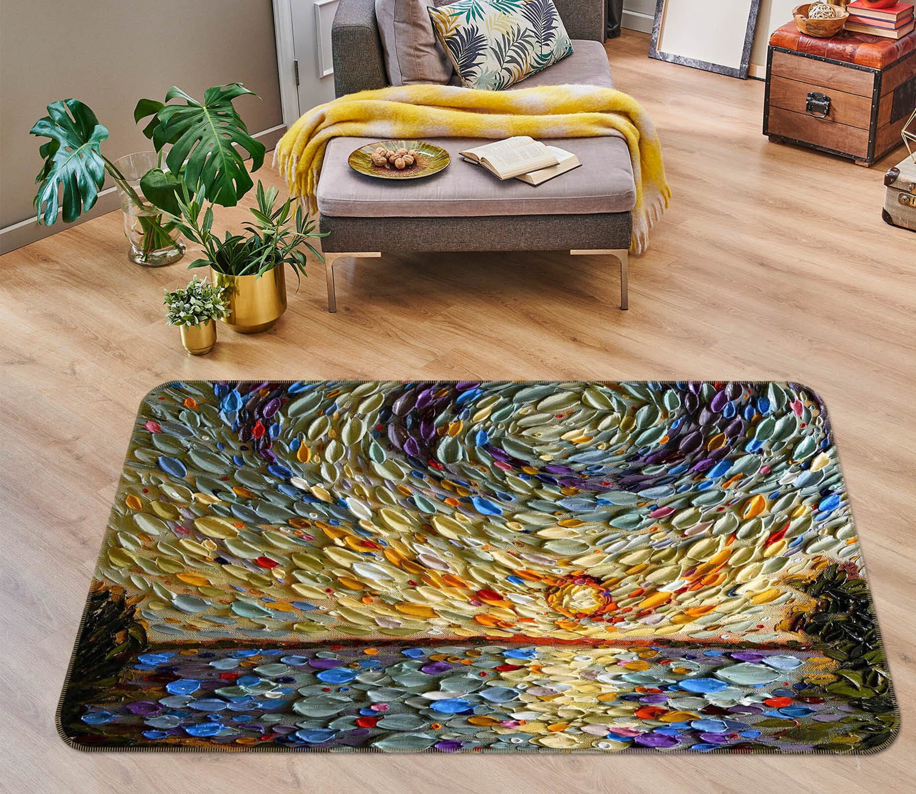 3D Shell Sunset 1011 Dena Tollefson Rug Non Slip Rug Mat Mat AJ Creativity Home 