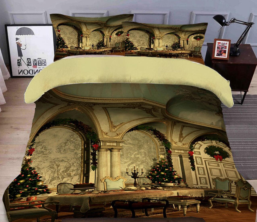 3D Indoor Table 45170 Christmas Quilt Duvet Cover Xmas Bed Pillowcases