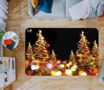 3D Colored Light Tree 54211 Christmas Non Slip Rug Mat Xmas