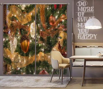 3D Pine Cones 52044 Christmas Curtains Drapes Xmas