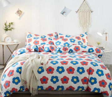 3D Blue And Red Flowers 15069 Bed Pillowcases Quilt
