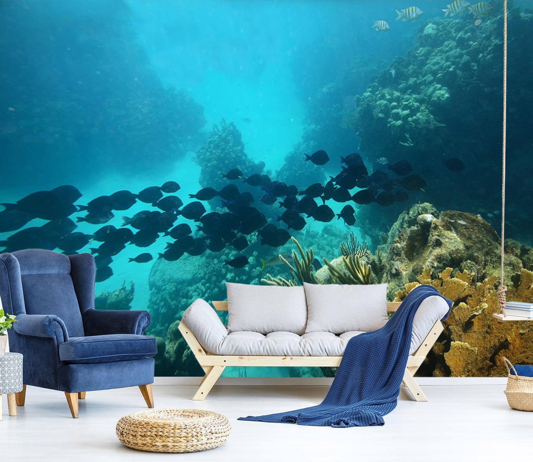 3D Seabed Fish School 696 Wallpaper AJ Wallpaper 2 