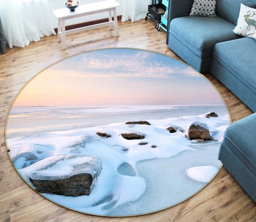 3D Seaside Stones 75080 Round Non Slip Rug Mat