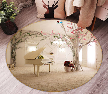 3D Piano Trees 80286 Round Non Slip Rug Mat