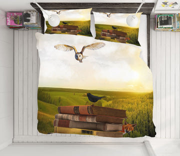 3D Book Bird 19182 Bed Pillowcases Quilt