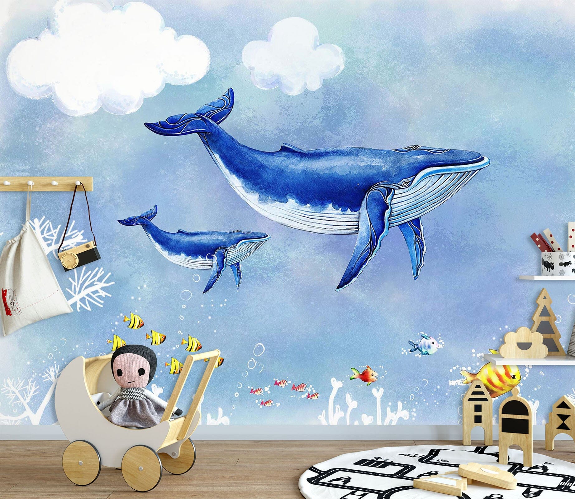 3D Blue Whale 1430 Wall Murals Wallpaper AJ Wallpaper 2 