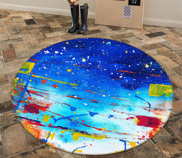 3D Color Pattern 81196 Round Non Slip Rug Mat
