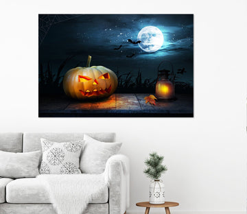 3D Oil Lamp Pumpkin Moon 020 Halloween Wall Stickers Wallpaper AJ Wallpaper 2 