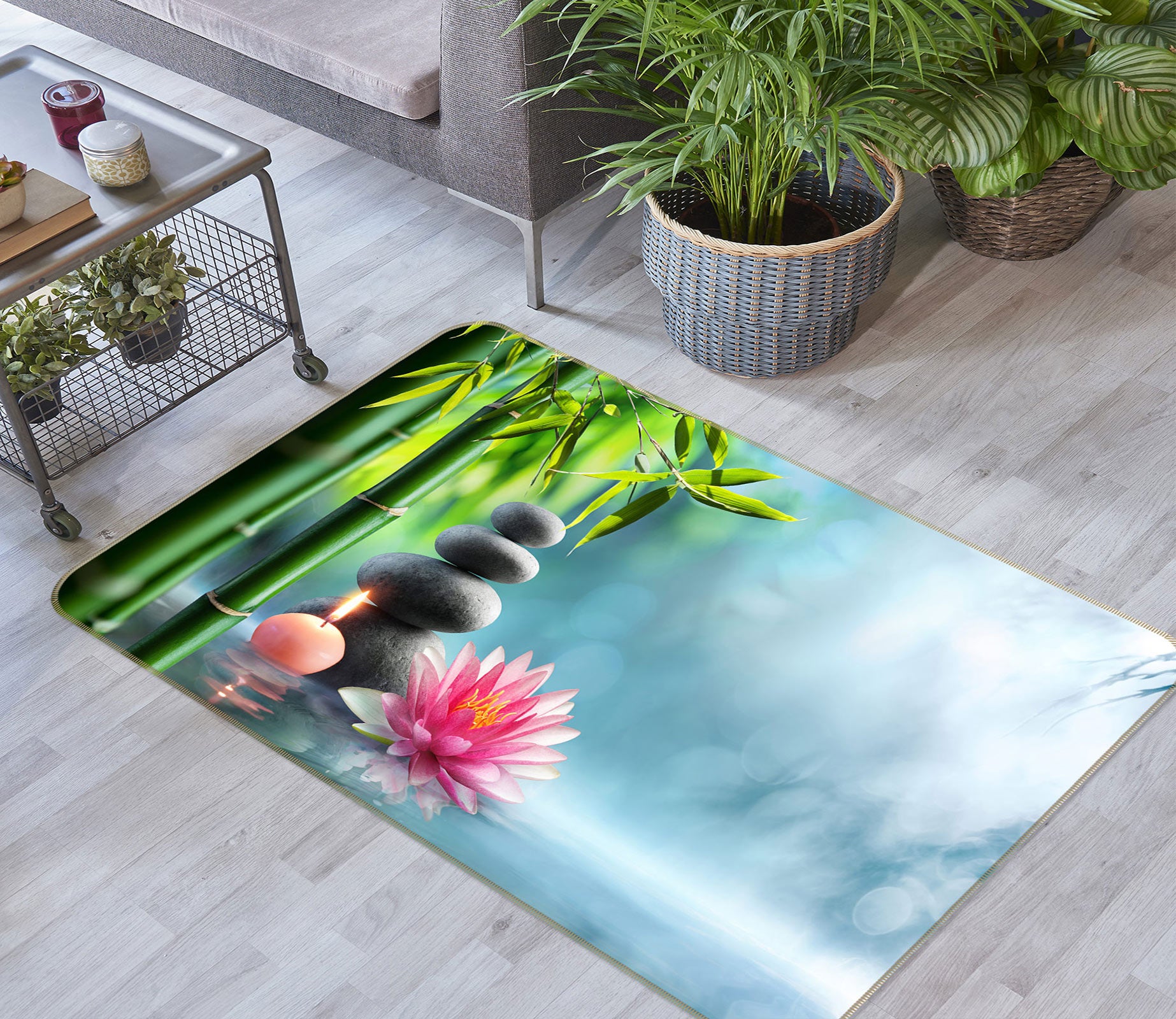 3D Bamboo Stone 77153 Non Slip Rug Mat