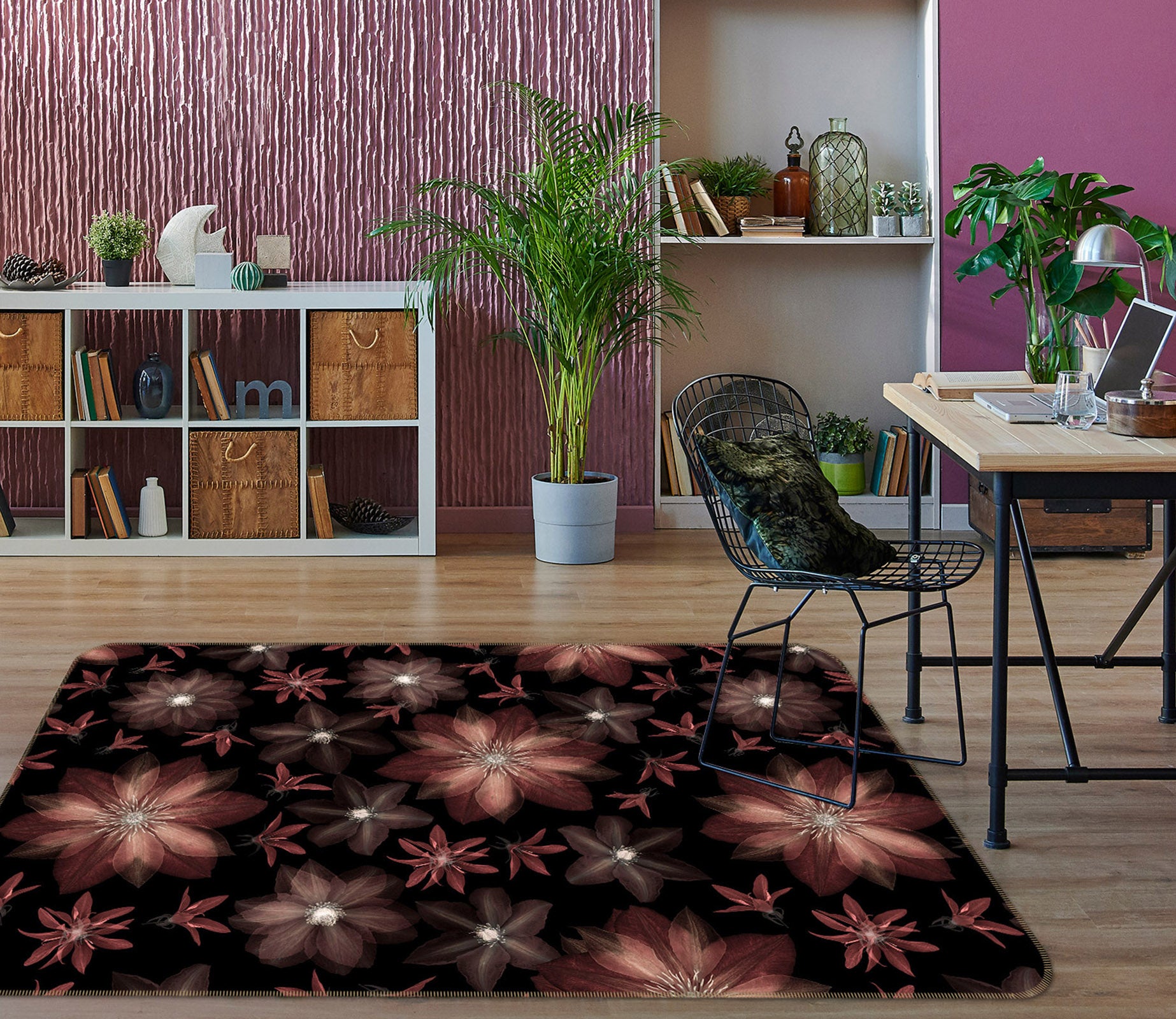 3D Transparent Flower 179 Assaf Frank Rug Non Slip Rug Mat