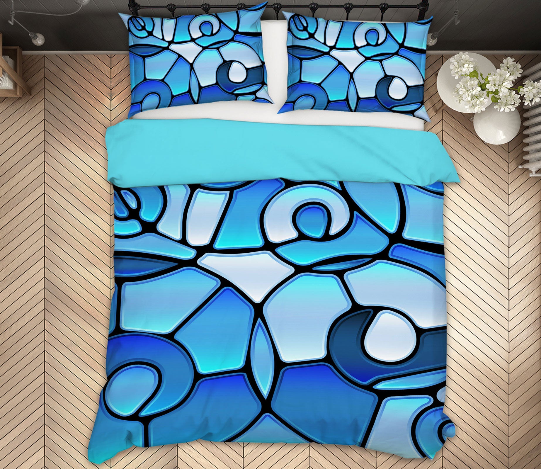 3D Blue Tiles 14022 Bed Pillowcases Quilt